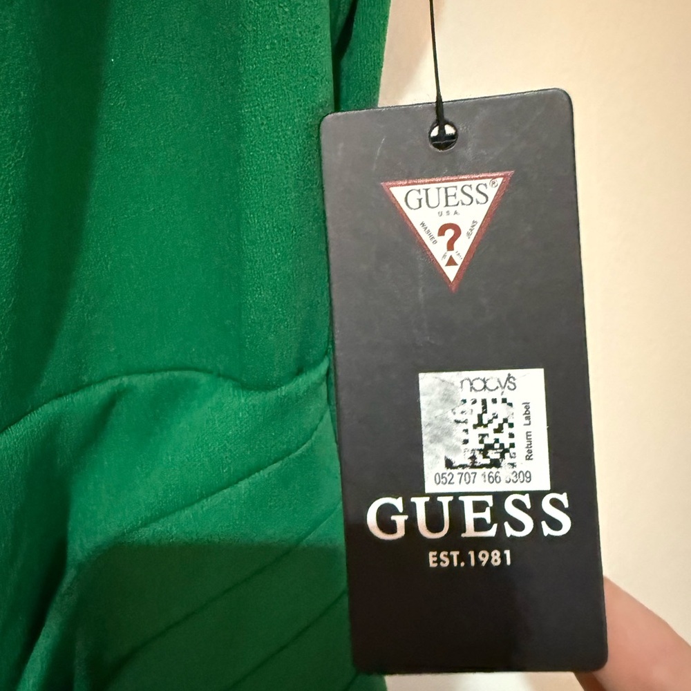 NWT Guess Green Asymmetrical Ruched Sheath Dress - Picture 5 of 5